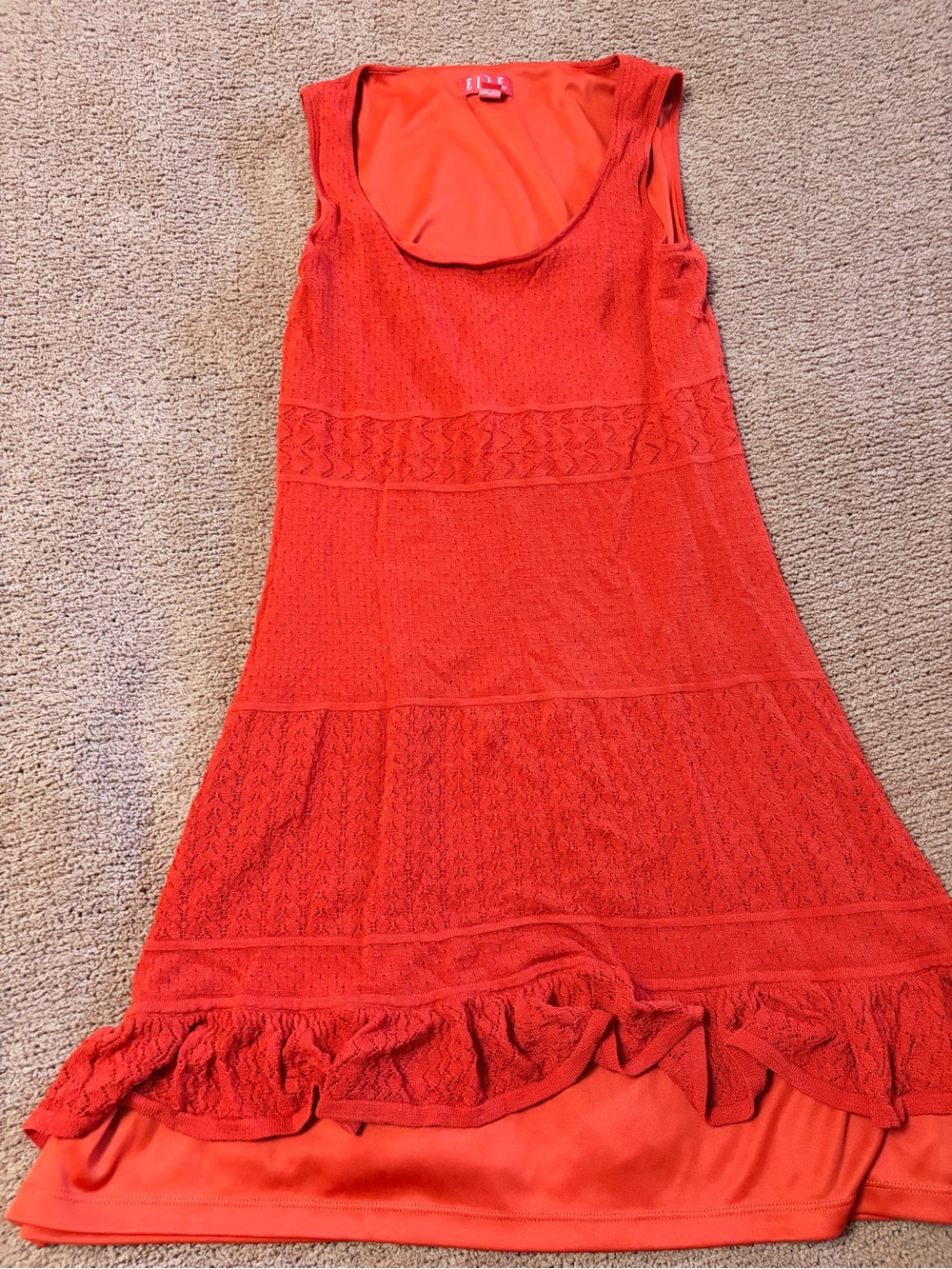 Elle Vibrant Orange-Red Sleeveless Dress